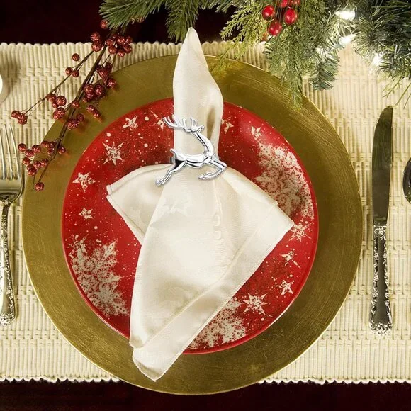 Stylish Silver Reindeer Napkin Rings - Ideal for Christmas and Romantic Dinners - Picture 7 of 7